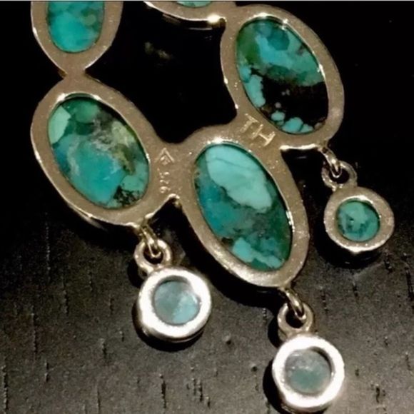 SILPADA Turquoise Sterling Silver Vieques Chandelier Drop Dangle Earrings W3289 - Picture 9 of 10